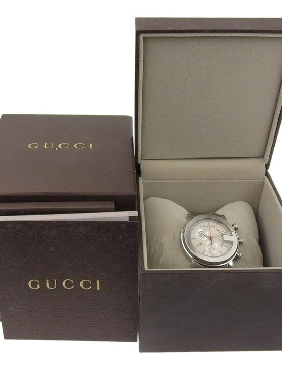 GUCCI G Chrono Watches 101M Silver WhiteDial Stainless Steel Quartz Chrono... main image 11